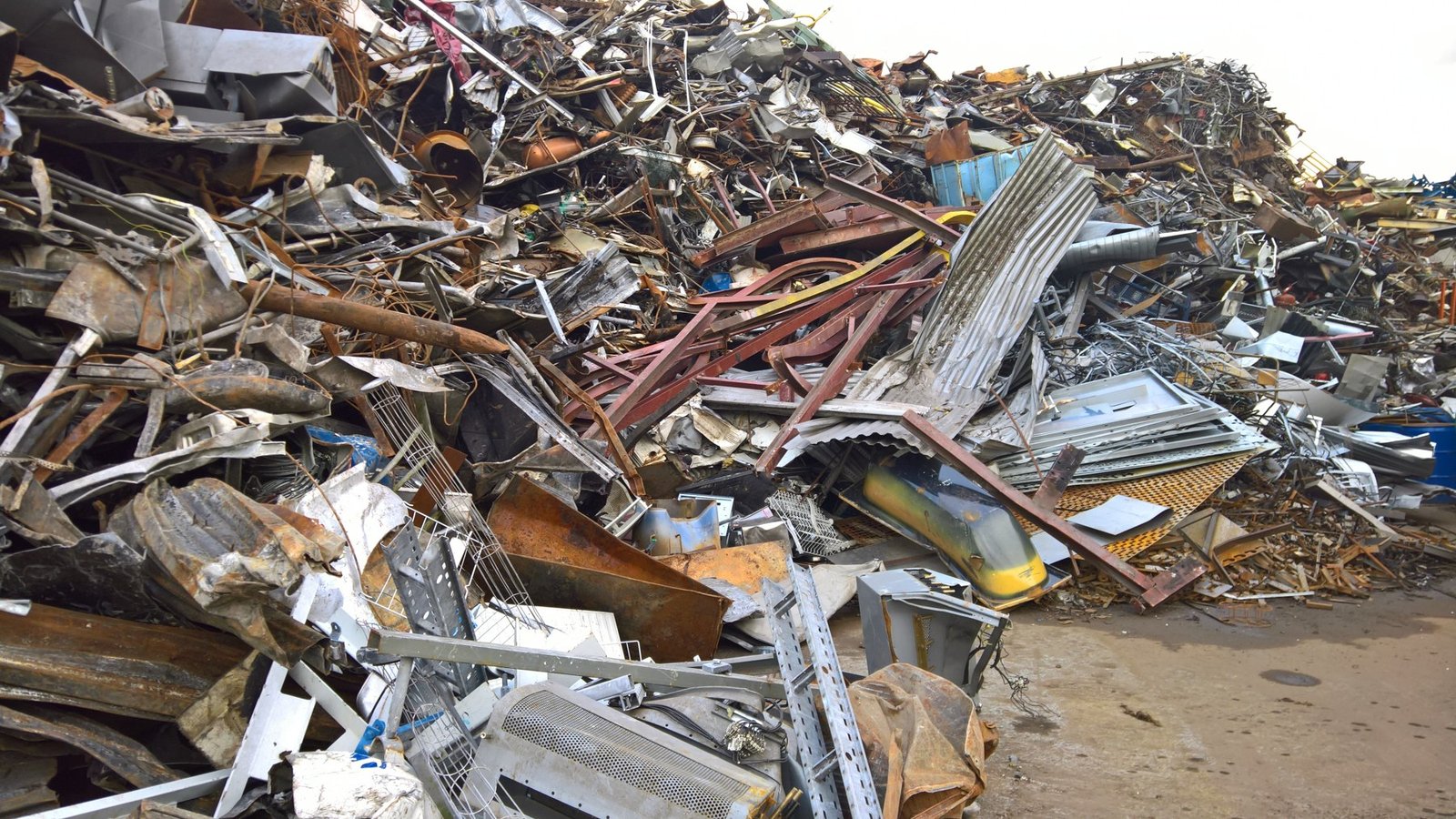 Real mixed metal material at a scrap recycling yard